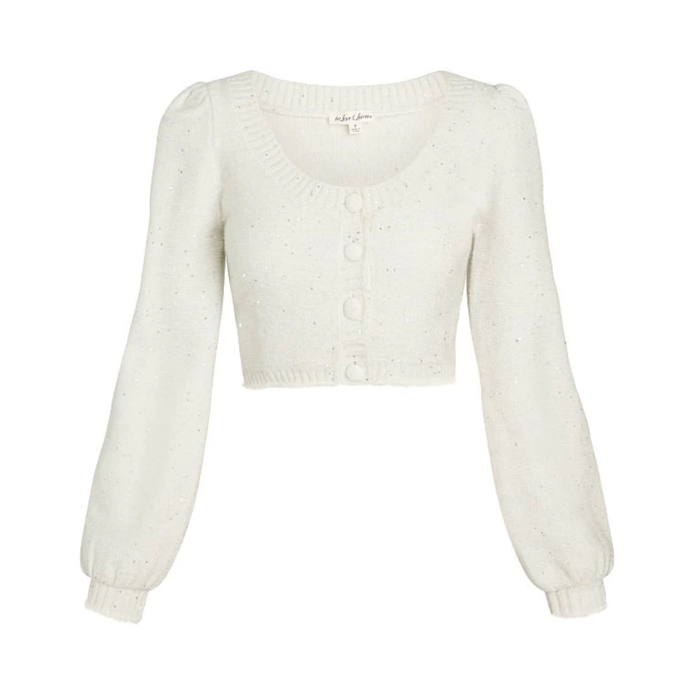 For Love and Lemons Odette glitter cropped cardigan NWT